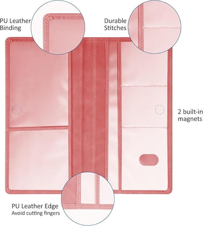 Car Accessories Registration and Insurance Holder,Leather Essential Card Magnetic Shut Vehicle Glove Box Organizer Case for Auto Driver License Document Truck Motorcycle Boat-Pink