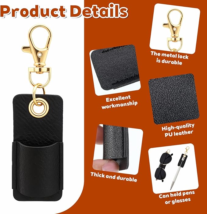 2 Pieces Pen Holder for Lanyard Leather Anti-Lost Lanyard Pen Clip Keychain Portable Neck Pens Holder for Office Nurse Clipboard Badge
