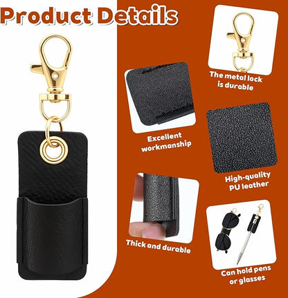 2 Pieces Pen Holder for Lanyard Leather Anti-Lost Lanyard Pen Clip Keychain Portable Neck Pens Holder for Office Nurse Clipboard Badge