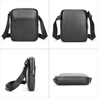 NIUCUNZH Man Purses and Bags Small, Mini Genuine Leather Messenger and Shoulder Bag for Men with lots of Zipper Pockets