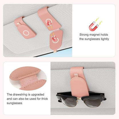 Sotfamily Sunglass Holder for Car Visor, Suede Cloth Magnetic Sunglass Organizer for Car Accessories, 2 Packs, Pink