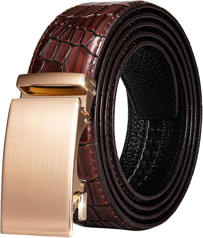 Dubulle Men's Ratchet Belt Gold/Black/Red/Green/Blue/White Automatic Buckle Business Casual Belt Gift - Adjustable Fit