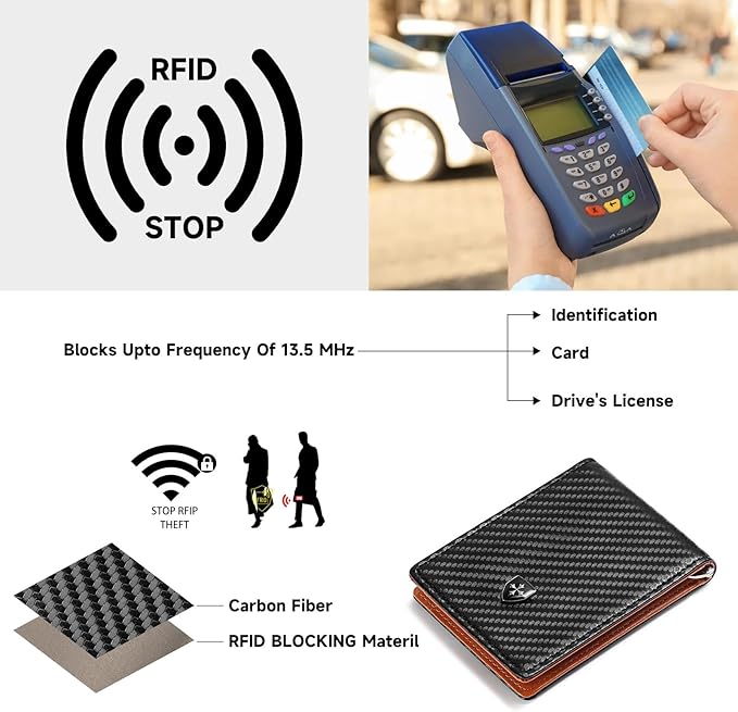 Men's Slim Wallet with Money Clip RFID Blocking Bifold Credit Card Holder Gifts for Men