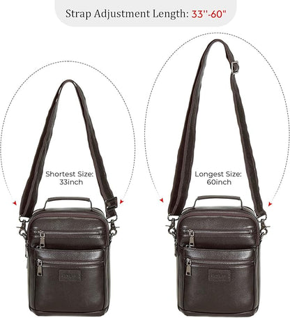 Polare Italian Full Grain Leather Messenger Bag Vintage Chest Shoulder Crossbody Bag Casual Sling Business Handbag for Men