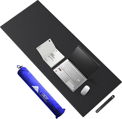 Cacoy Large Desk Pad 48" x 20", Extended Leather Desk Mat Protector, Desk matt for Desktop, Large Gaming Computer Mouse Pad, Office Desk Cover Mat, Waterproof Desk Blotter for Office and Home (Black)