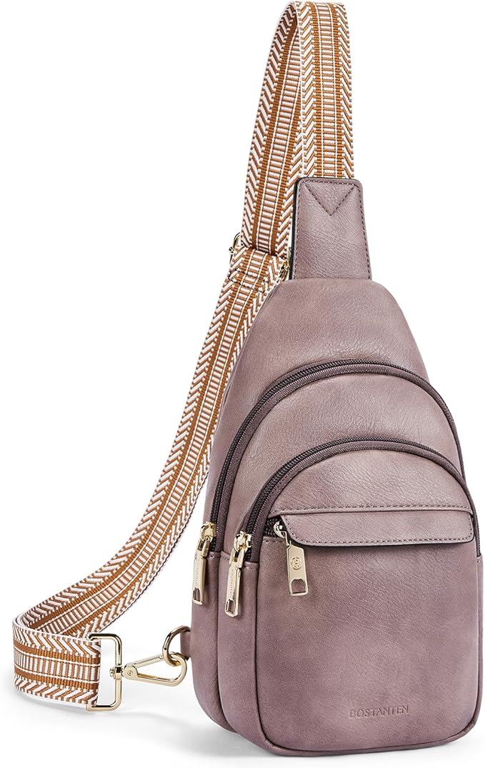 BOSTANTEN Small Sling Bag for Women Leather Crossbody Bags Fanny Pack Chest Bag for Travel