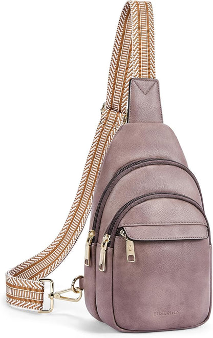 BOSTANTEN Small Sling Bag for Women Leather Crossbody Bags Fanny Pack Chest Bag for Travel