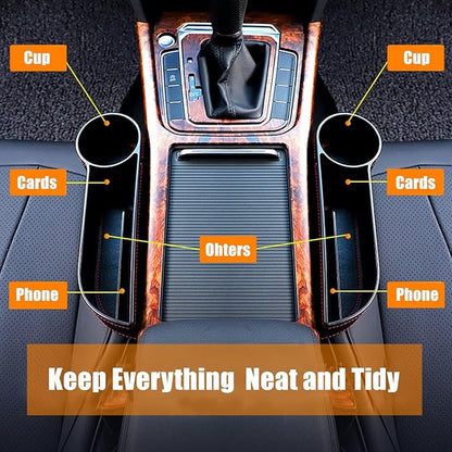 Car Seat Gap Filler Organizer Between Front seat car Organizer and Storage Box, Auto Premium PU Leather Console with Cup Holder, Car Pocket for Interior Essentials (for Passenger Side)