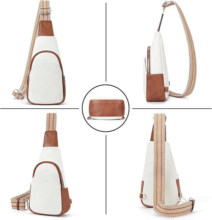 CLUCI Small Sling Bag for Women, Vegan Leather Fanny Pack Crossbody Bags for Women, Chest Bag With Guitar Strap