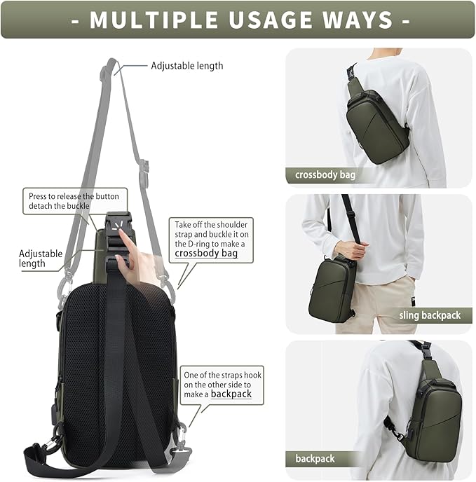 Messenger bag for Men,Small Sling Crossbody Backpack Shoulder Bag for Men Women,canvas Strap Backpack Sling Bag