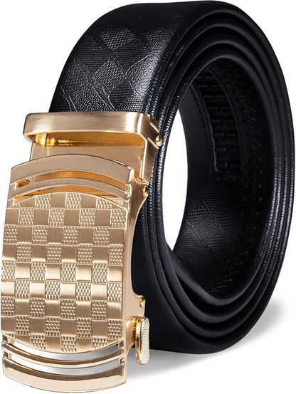 Barry.Wang Mens Belts Leather Ratchet Automatic Buckle Slide Click 1 3/8" Designer Dress Fashion Classic Casual Work Business