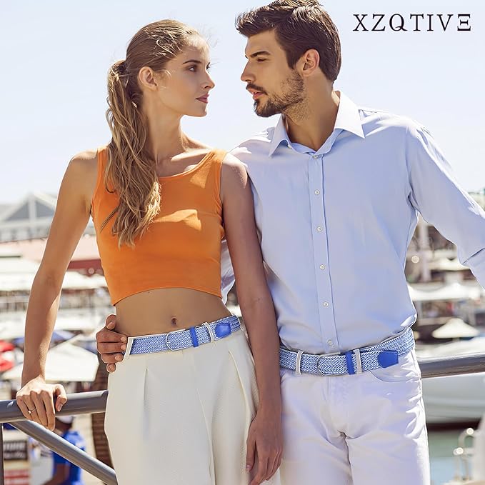 XZQTIVE Braided Belt Stretch Belt for Men and Women Multicolored Woven Golf Belt Elastic Jean Belts
