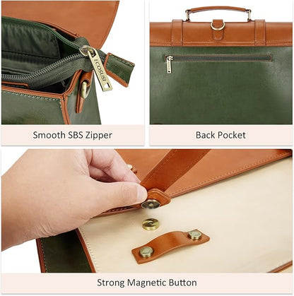 ECOSUSI Laptop Bag for Women Vegan Leather Messenger Bag Fashion Briefcase Computer Satchel Bag