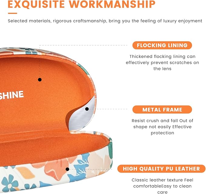 molshine Hard Shell Sunglasses Case,Classic Large Glasses Case for Sunglass, Eyeglasses with Cleaning Cloth, Pocket