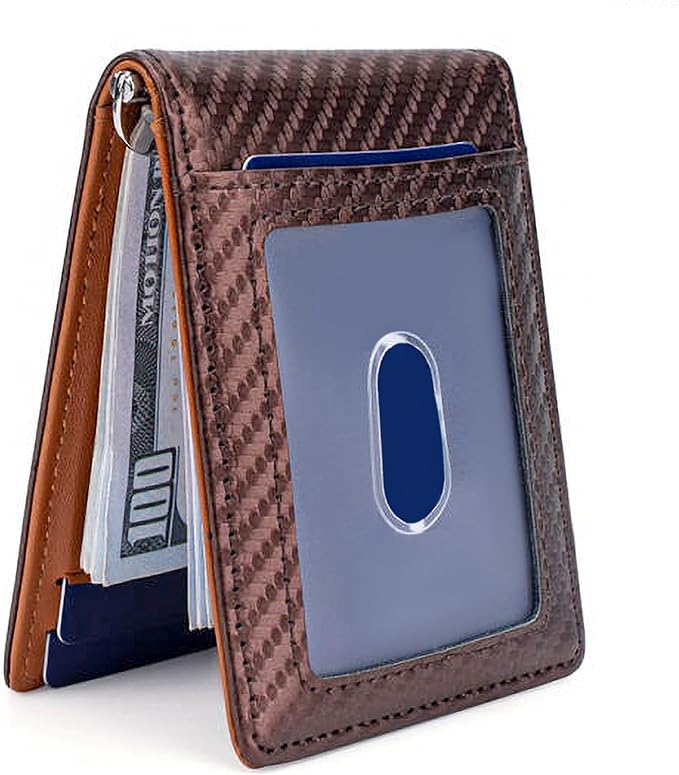 Men's Slim Wallet with Money Clip RFID Blocking Bifold Credit Card Holder Gifts for Men