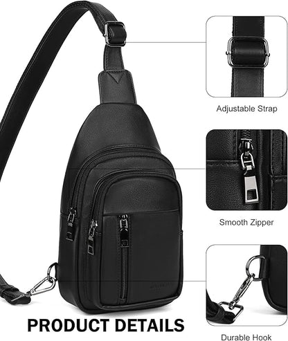 MASINTOR Sling Bag for Women - Crossbody Bags Fanny Pack with Vegan Leather - Adjustable Sling Backack for Travel