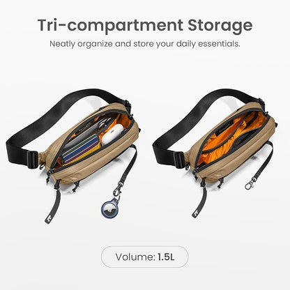 tomtoc 1.5L Sling Bag with RFID Blocking, Crossbody Bag Minimalist Chest Shoulder Pack for Men and Women, Water-resistant Lightweight Carry Casual Daypack for Travel, Daily Use