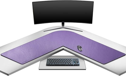 Mydours L-Shape Desk Mat, 46" x 46" x 16" Extra Large PU Leather Desk Pad Blotter, XXL Large Waterproof Gaming Mouse Pad, Desktop Protector for Computer Keyboard Home Office (Purple)