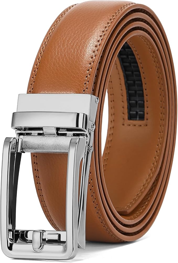 SENDEFN Men's Leather Dress Casual Belt 1 3/8" Automatic Adjustable Click Buckle Belts with Gift Box