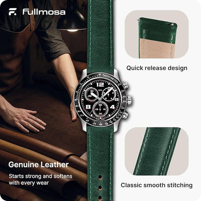 Fullmosa Watch Band, Quick Release Leather Watch Strap for Men Women, Replacement Bands Width 12mm 14mm 16mm 18mm 19mm 20mm 21mm 22mm 24mm
