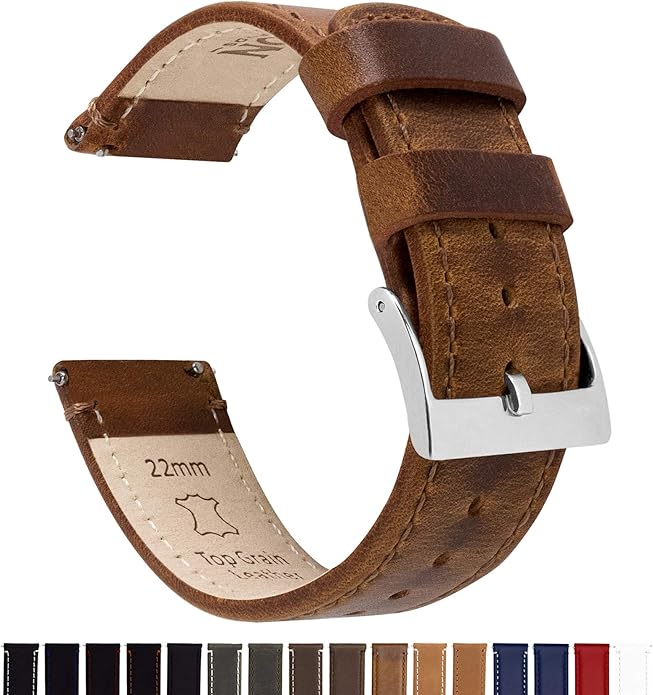BARTON WATCH BANDS - Top Grain Leather Watch Bands Compatible with Apple Watch Models - 1, 2, 3, 4, 5, 6, 7, 8, 9, 10, SE, Ultra & Ultra 2