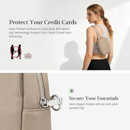befen Genuine Leather Anti Theft Small Crossbody Bags for Women, RFID Cross Body Sling Chest Bags Fanny Packs Travel Purse
