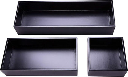Bamboo Drawer Organizer Box for Office Home Black Orgnizer Boxes Office Organizer Boxes, Black 12"*4"