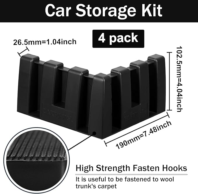 4 Pack Car Trunk Organizer Blocks for Back of SUV Multipurpose Car Storage Organizer Blocks Trunk Divider Available to Wool Carpet for Truck SUV Van Cargo
