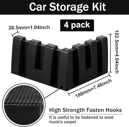4 Pack Car Trunk Organizer Blocks for Back of SUV Multipurpose Car Storage Organizer Blocks Trunk Divider Available to Wool Carpet for Truck SUV Van Cargo