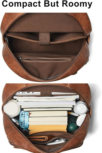 Leresas 37L Vegan Leather Backpack Purse for Women Mens Travel Backpack Work Laptop Teacher BackPack College Daypack Business Backpack Office Bag Brown