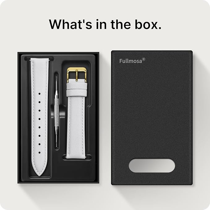 Fullmosa Watch Band, Quick Release Leather Watch Strap for Men Women, Replacement Bands Width 12mm 14mm 16mm 18mm 19mm 20mm 21mm 22mm 24mm