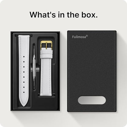 Fullmosa Watch Band, Quick Release Leather Watch Strap for Men Women, Replacement Bands Width 12mm 14mm 16mm 18mm 19mm 20mm 21mm 22mm 24mm