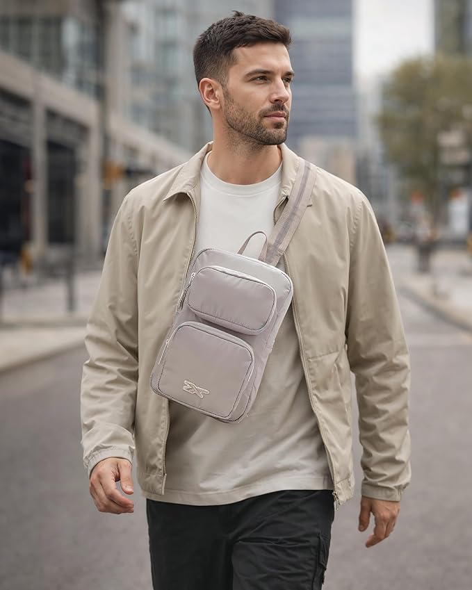 Reebok Unisex Crossbody Sling Bags – Compact Convertible Strap Cross Body Bag Travel Sling Bag - Gym & Travel Essential, Mikayla Stucco