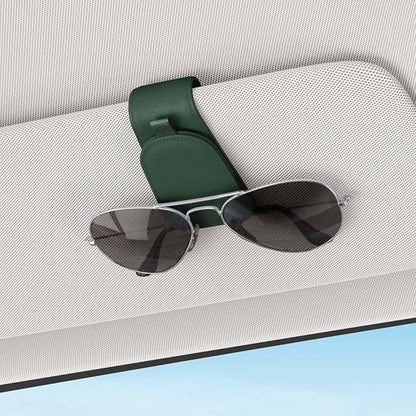 Sotfamily Sunglass Holder for Car Visor, Suede Cloth Magnetic Sunglass Organizer for Car Accessories, 2 Packs, Grass Green