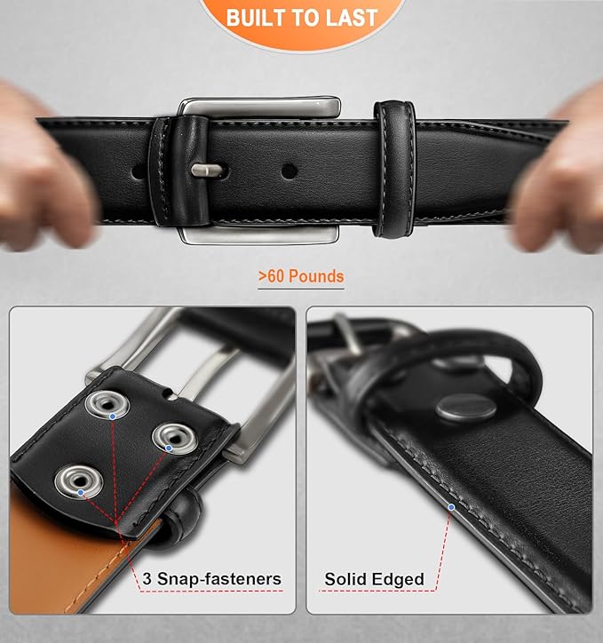 BULLIANT Men Belt Multi Pack,Leather Belt For Gift Men Golf Dress Casual Jean 7Holes 1 3/8"