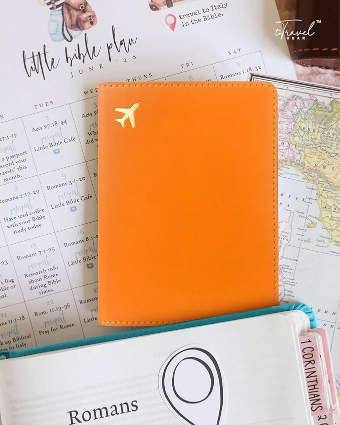 PU Leather Passport Holder Covers Case, Waterproof Rfid Blocking Travel Wallet Passport Holder(Orange)