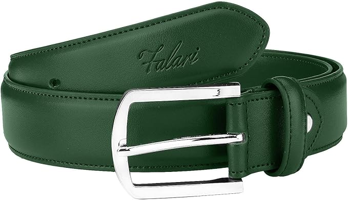 Falari Men Genuine Leather Casual Dress Belt With Single Prong Buckle, Classic Style Belt