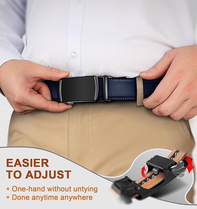 BULLIANT Men Belts 2 Pack,Ratchet Sliding Belt Adjustable For Gift Mens Dress Casual 1 3/8",Cut for Fit
