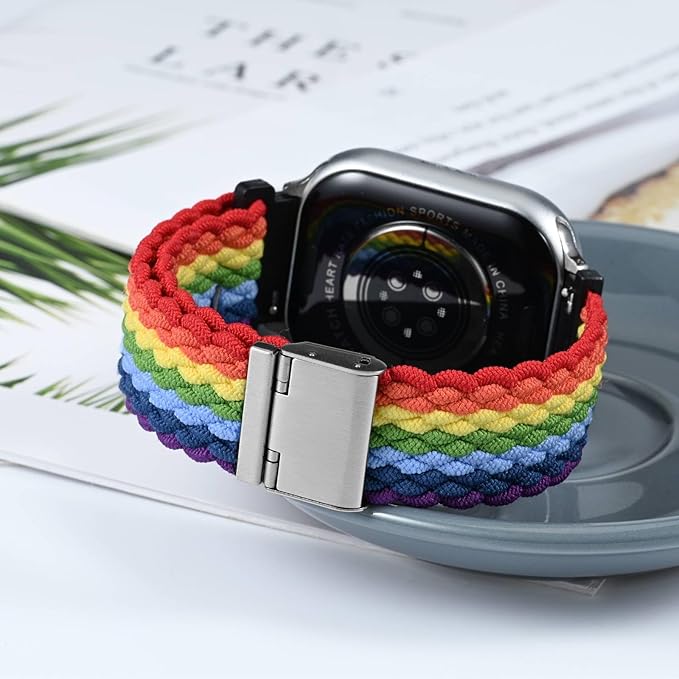 WOCCI 20mm Braided Nylon Watch Band for Men and Women, Quick Release, Silver Stainless Steel Buckle (Multicolor)