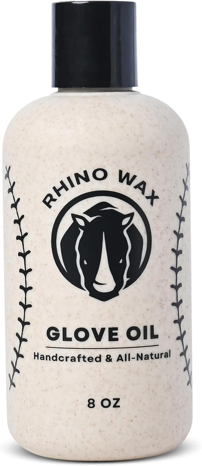 Rhino Wax - Baseball Glove Oil 8 oz (Not Made in China) - Softens & Hydrates Leather Fibers - Improves Ball Gloves Flexibility - Break in Mitts Fast - Natural Ingredients - Proudly Made in the USA