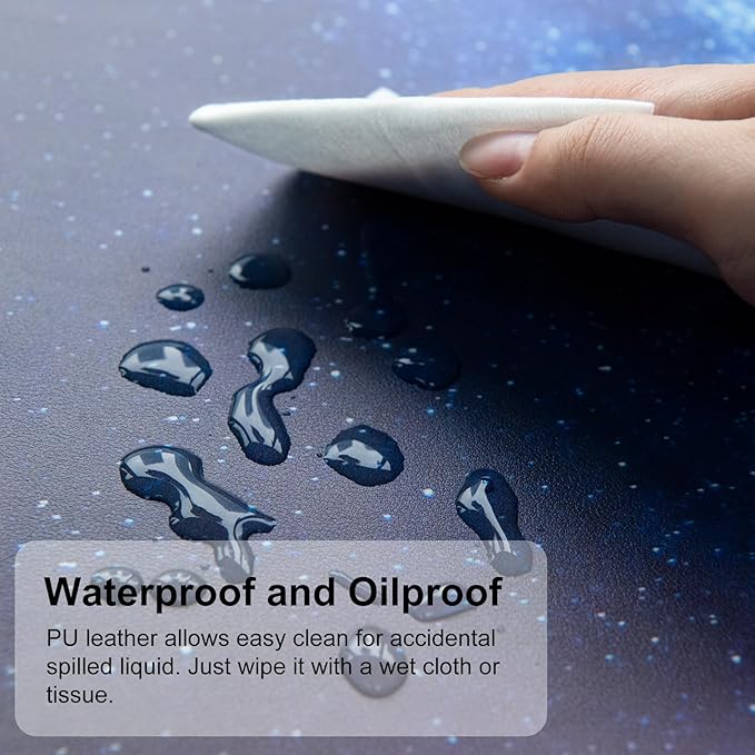 QiyI Desk Pad, Galaxy PU Leather Desk Blotter Protector, Waterproof Computer Desk Mat, Keyboard Mouse Pads, Non Slip Base Home & Office Accessories, Extended Large Size 31.5" x 11.8" - Starry Sky