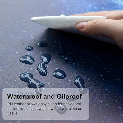 QiyI Desk Pad, Galaxy PU Leather Desk Blotter Protector, Waterproof Computer Desk Mat, Keyboard Mouse Pads, Non Slip Base Home & Office Accessories, Extended Large Size 31.5" x 11.8" - Starry Sky