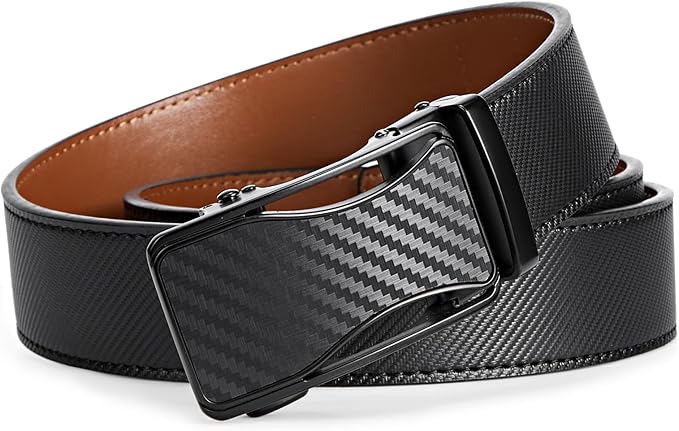 BOSTANTEN Mens Belt Leather Ratchet Belt For Men Dress and Casual with Adjustable Buckle, Trim to Fit