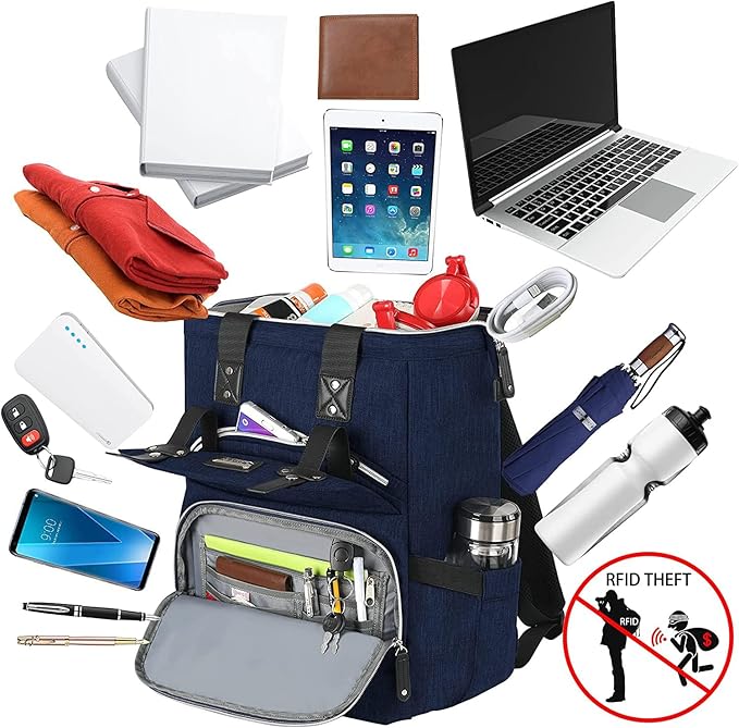 FALANKO Laptop Backpack 17.3 Inch Stylish Computer Backpack Doctor Teacher Work Bookbag Water Repellent College Shoulder Bag with RFID Anti-theft,Nurse Purse Travel Business Bag for Women
