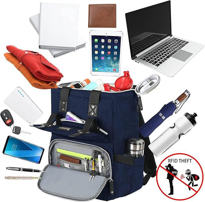 FALANKO Laptop Backpack 17.3 Inch Stylish Computer Backpack Doctor Teacher Work Bookbag Water Repellent College Shoulder Bag with RFID Anti-theft,Nurse Purse Travel Business Bag for Women