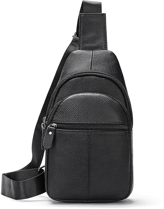 Genuine Leather Sling Bags for Men Crossbody Purse Vintage Small Messenger Shoulder Bag for Phone Side Chest Daypack Bag