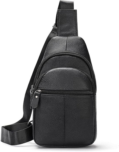 Genuine Leather Sling Bags for Men Crossbody Purse Vintage Small Messenger Shoulder Bag for Phone Side Chest Daypack Bag