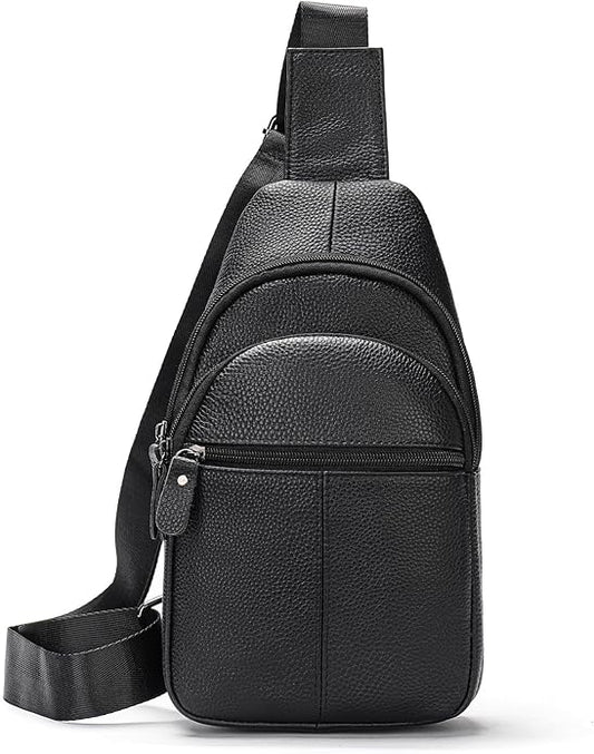 Genuine Leather Sling Bags for Men Crossbody Purse Vintage Small Messenger Shoulder Bag for Phone Side Chest Daypack Bag