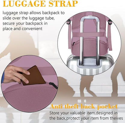 MATEIN Personal Item Backpack 18 * 14 * 8, Underseat 15.6 inch Travel Laptop Backpack for Women, Sturdy Water Resistant Slim Daypack College Computer Bag Gift, Dark Purple