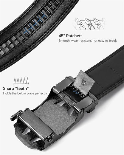 BOSTANTEN Mens Belt Leather Ratchet Belt For Men Dress and Casual with Adjustable Buckle, Trim to Fit